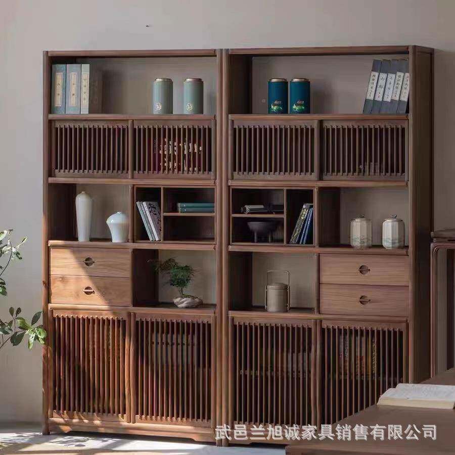 茶新中式老榆木博古架书柜展示柜多柜阁实木书架无品牌/一宝多用