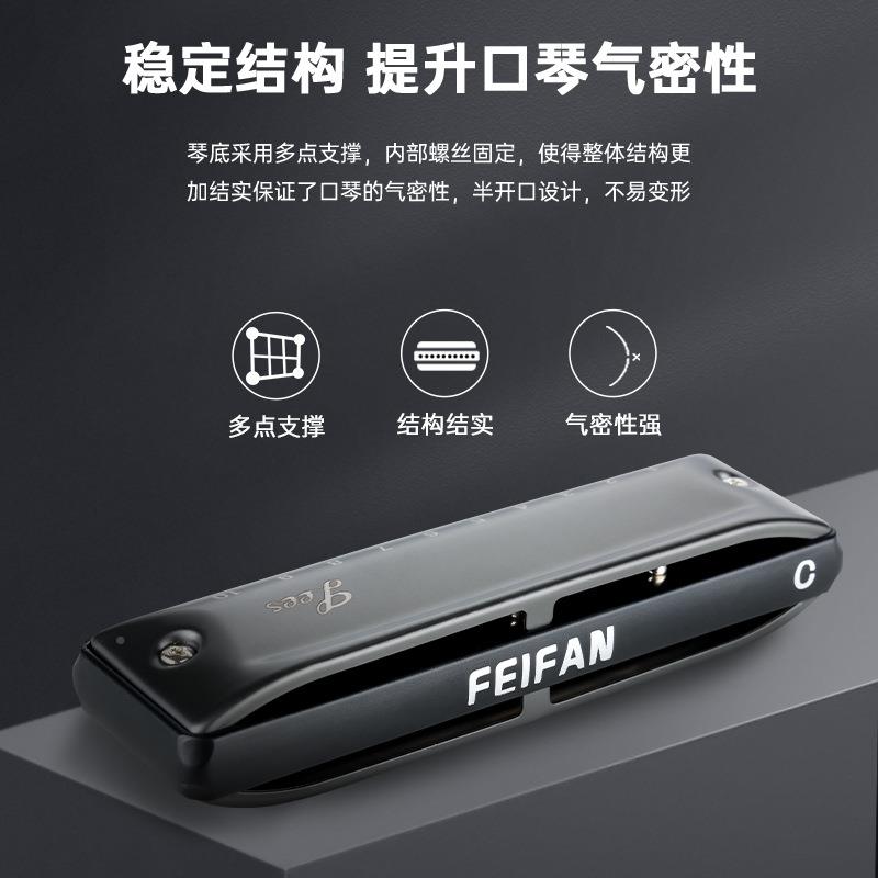 FEIFA2N飞繁十孔c调圆演孔布KTA鲁斯口琴U奏0paddy蓝调学生蓝调口