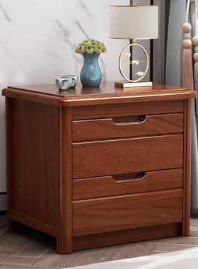 包邮实床头柜现代边中38199式整黑胡桃木小户型卧室木收纳储物床