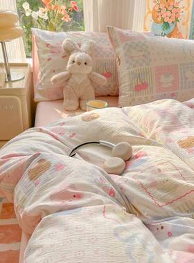 双层纱棉类布四件套棉被套被ltao1007罩床单2025新款学生件宿床笠