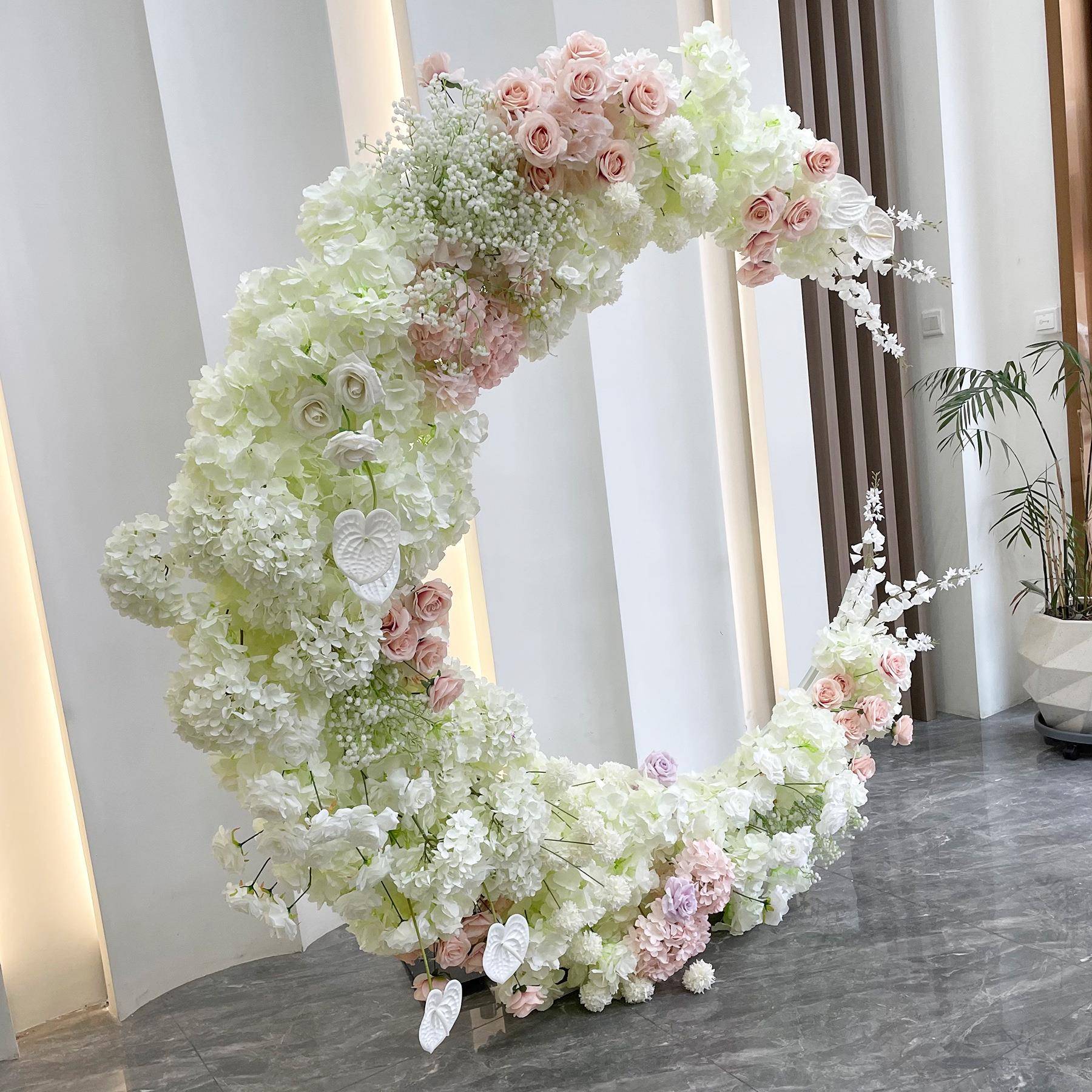 求婚0906仪式婚礼装饰月亮宿拱花真艺酒门店民网红打卡布置仿假花