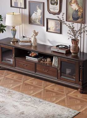 美式视柜复落古乡村全实木地柜家用客电厅KLSD-803靠黑胡桃木墙收