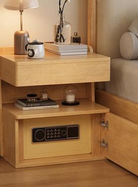 实木智能床头柜27411保险箱体家用一卧柜室小免型保险带指纹密码锁安装