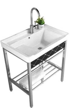 配陶瓷中边右26587洗8衣盆6070090一米左双盆送下水件