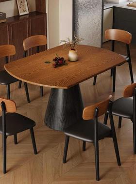 法式中古可伸缩折叠实风木现方圆BDN餐桌椅组小合家用户型餐桌代