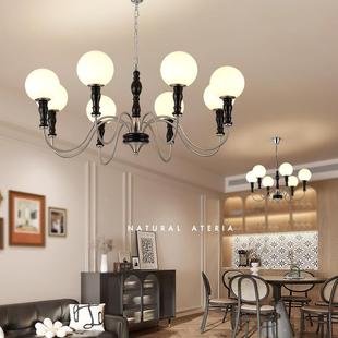 法400厅中客灯吊灯餐厅灯奶古油风魔豆美式 古卧室吸顶灯2025 复式