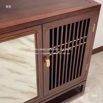 新中式餐边柜乌金木玄关柜斗柜实木储物柜客厅现代岩板装饰收纳柜