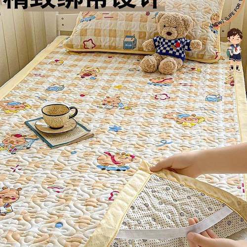 学生舍F99T6MTS夹棉床盖厚单件儿宿童床褥床垫加软榻榻米垫三件套