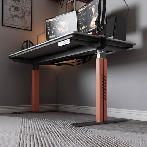 电336升降书桌岩板升降桌桌台实木电脑卧室桌子现代动办式公办公