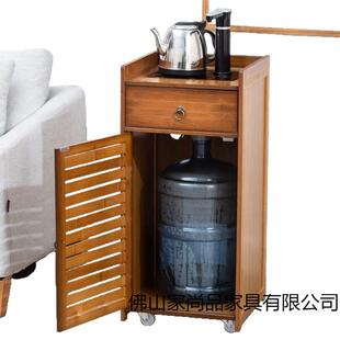 移动小置茶家用实木茶台边柜几烧水壶一体泡水茶桌茶柜茶具HZC物