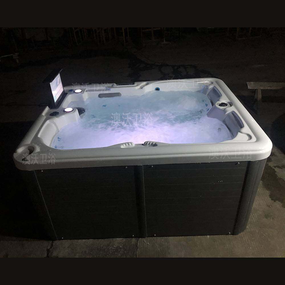 亚克力温泉冲浪按摩浴缸智能恒温加热带液晶防水电视泡池3人位UL