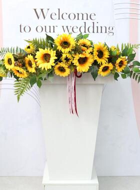 档高务主台演讲Mwd6mmDT台站立式讲持台花仿真花发言台幼儿园花绢