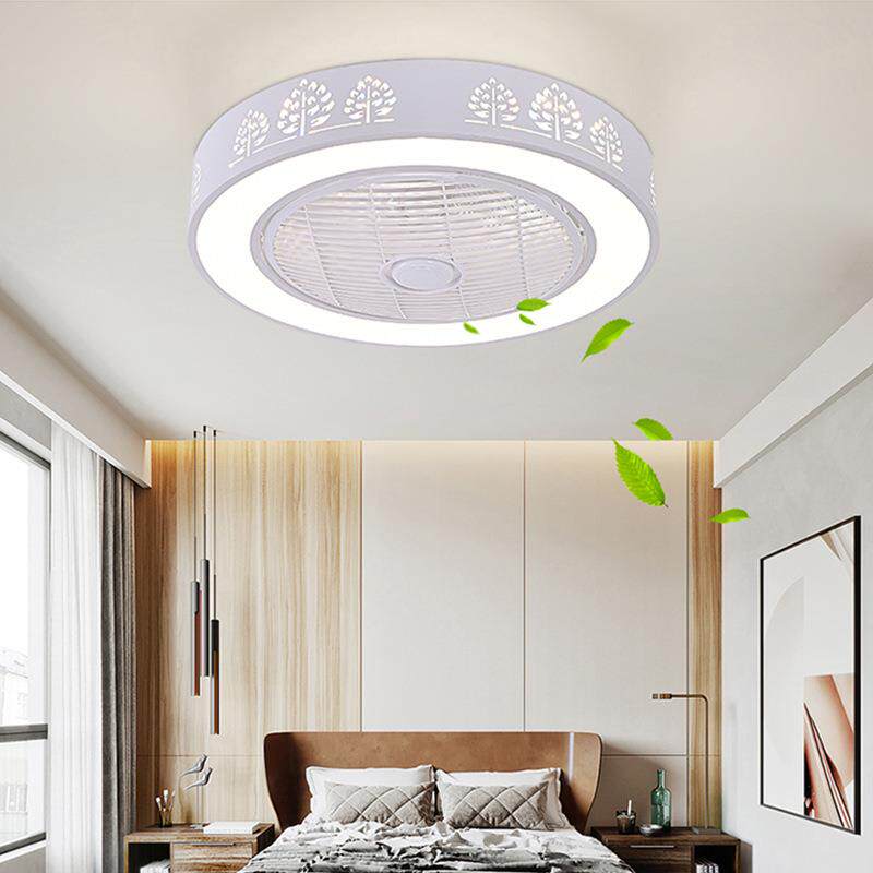 le吊扇电灯隐三棵树形吊风扇灯客厅卧d室现代简约镂空餐厅风扇灯