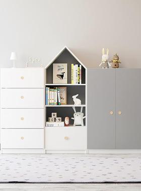 9实木儿童衣柜家W用孩42152卧室小收衣柜男女孩组合书架纳柜储物
