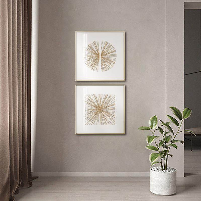 简欧轻奢客厅装饰画现代简约金色线条抽象艺术卧室床头正方形挂画