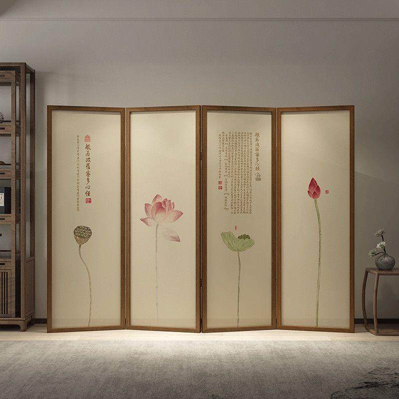 新中式屏风隔断客厅卧室遮挡家用实木玄关墙简约移动折叠荷花折屏,鲜花速递/花卉仿真/绿植园艺,割草机/草坪机,淘宝优惠券,粉丝福利购,淘宝优惠卷
