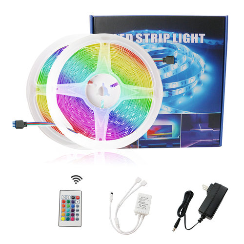 led七彩rgb10米5050裸板柔性软灯条灯带套装红外ir24键控制器套装
