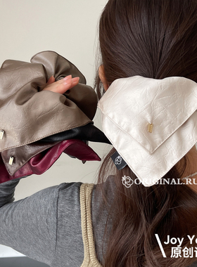 【素问浮雕】Rosy同款日韩香槟色皮质高质感方巾气质知性优雅发圈