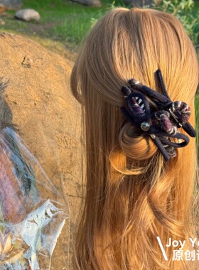 【鸾镜缀光】纯手工编织高贵紫温暖鲨鱼抓夹高级气质优雅PC抓夹