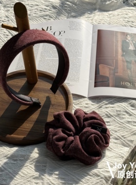【酡颜织光】高贵复古优雅气质款原创设计百搭酒红色秋冬发圈发箍