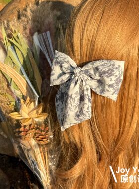 【墨漪叠梦】国风水墨新中式大发圈蝴蝶结弹簧夹温柔气质发饰组合
