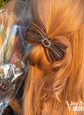 【金尘蝶迹】日韩复古棕色高级蝴蝶结面膜发圈高质感不伤发发圈