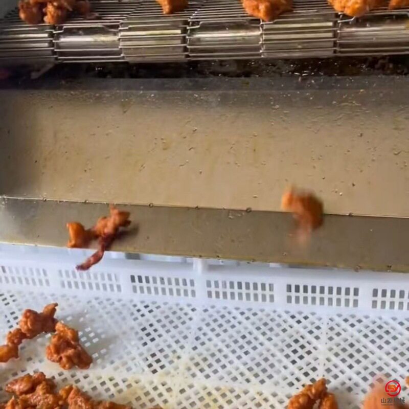 山源机械辣子鸡块油炸设备小酥肉过油机干炸里脊油炸生产线