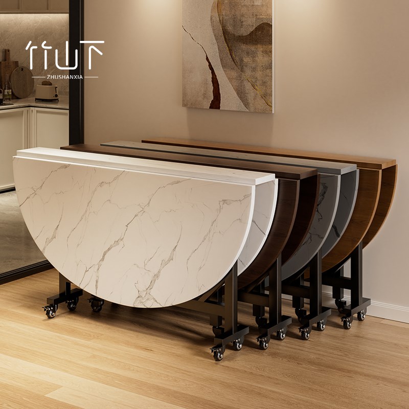 折叠餐桌家用大型吃饭转盘圆桌新款家用可移动12人15人商用实木桌