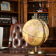 高清复古地球仪金属底座客厅办公桌3d立体悬浮摆件创意台灯床头灯