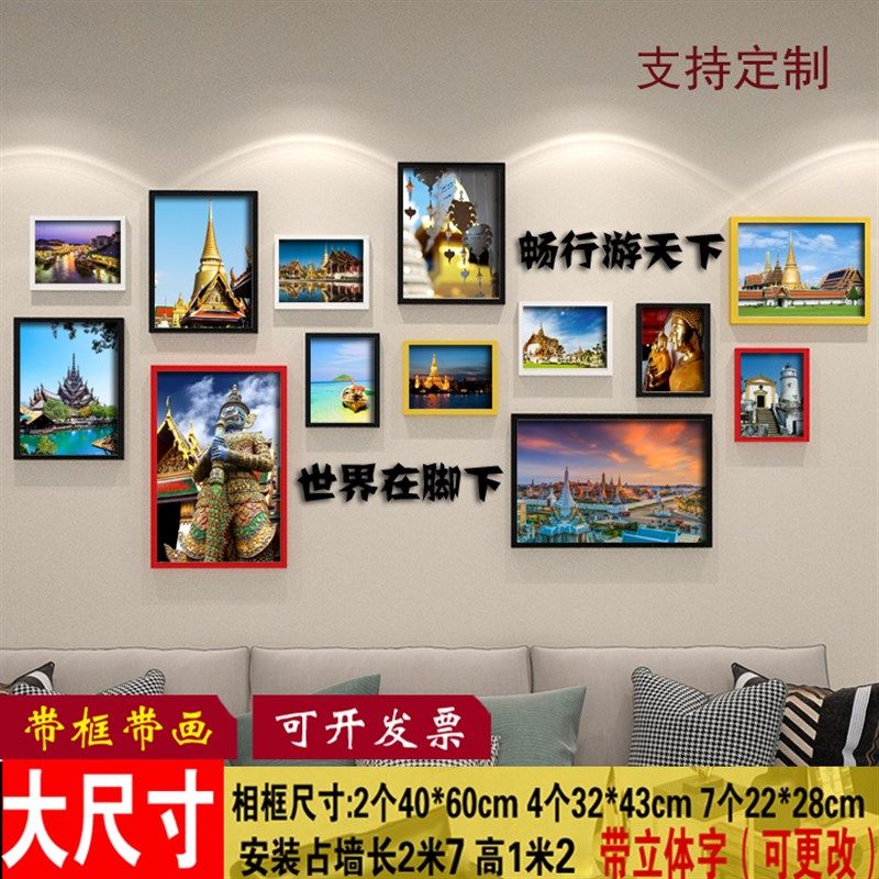 泰式风情店东南亚料理挂画泰国风情饭店照片墙装饰画挂画相框壁画