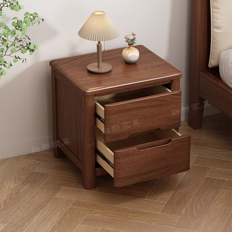 全实木床头柜简约现代中式胡桃木卧室抽屉床边柜超窄迷你整装