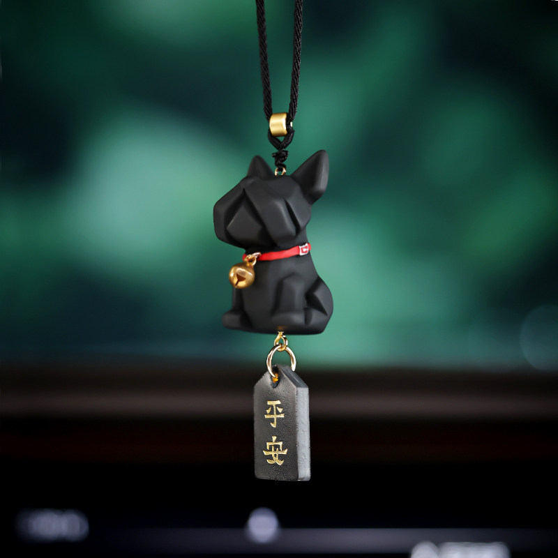 法斗狗汽车挂件後照镜挂饰吊坠高档创意平安车挂车内装饰用品大全