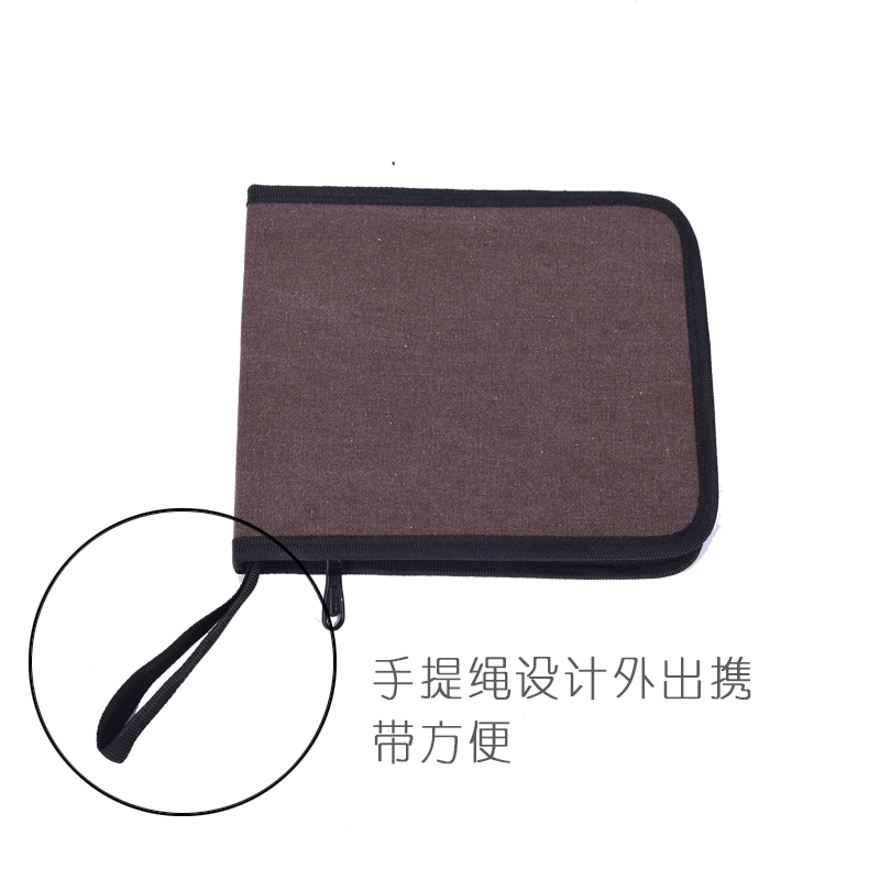 折叠式帆布插笔袋 素描铅笔袋笔帘 对折拉链画笔包 美术用品