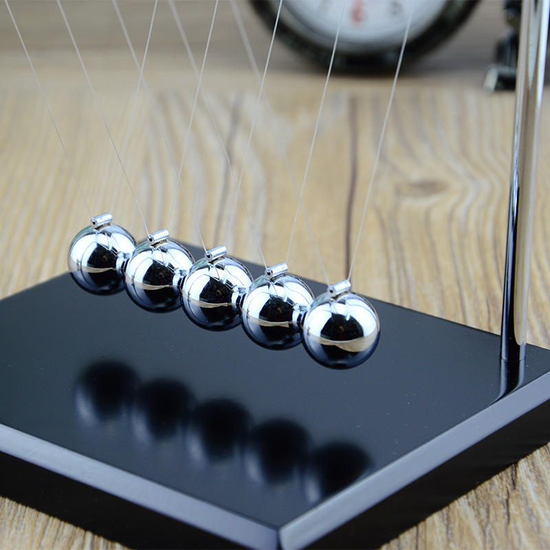 Z字形实木底座金属支架牛顿摆球撞球高档碰碰球 桌面摆件办公礼品