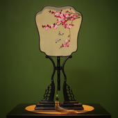 吉善扇子檀木苏绣宫扇真丝团扇双面手工刺绣扇出国礼品扇折扇方形