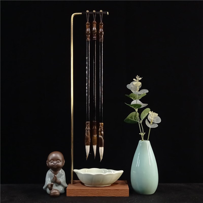 兜水毛笔挂书法笔架展示架多功能毛笔笔架画笔架晾笔架接水挂毛笔