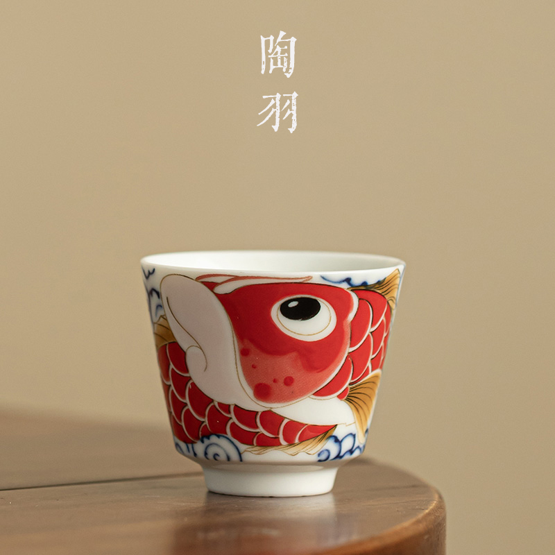 祥龙纳福主人杯陶瓷茶杯单杯白瓷喝茶品茗杯小号家用功夫茶具杯子