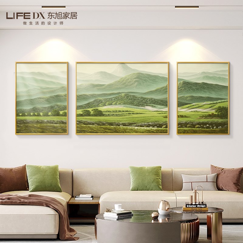 巨人山油画客厅挂画纯手绘沙发背景墙装饰画高档大气背有靠山壁画