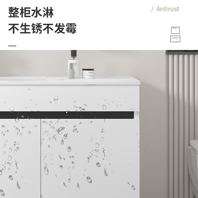 小户型洗手盆浴室柜立柱式岩板陶瓷一体洗漱台窄边落地洗脸池