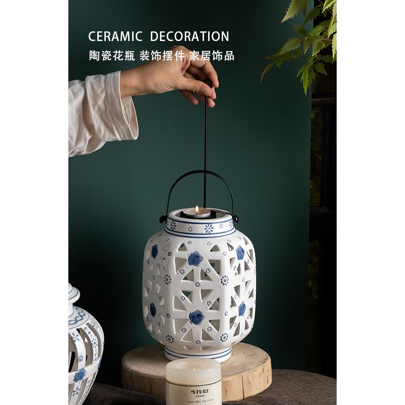 HERMOSO 复古欧式风灯烛台烛座香薰蜡烛陶瓷镂空罐餐桌仪式感家用