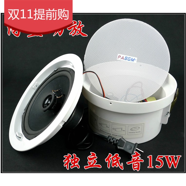 10/15W同轴有源吸顶扬声器喇叭 两分频 .5寸独立低音自带功放