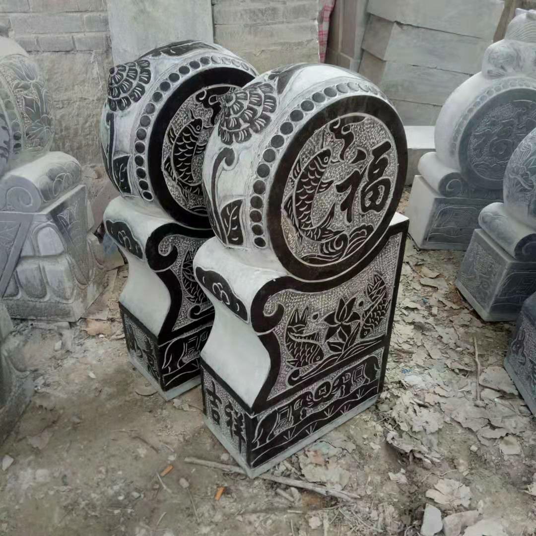青石仿古做旧大象门墩一对