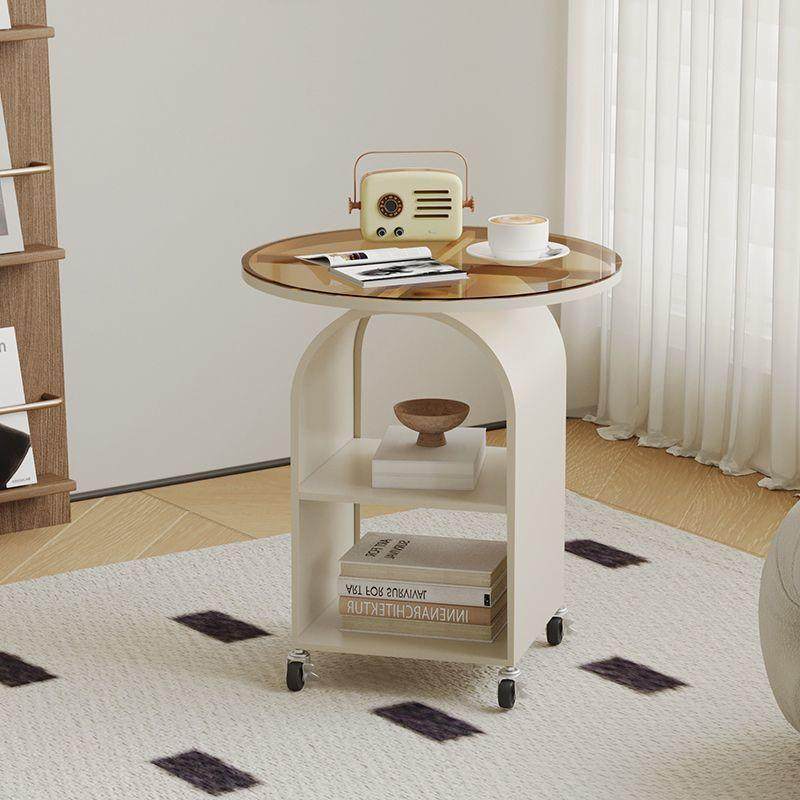 移动边YAP几客厅带轮玻璃茶小几网可红简约小圆桌卧床边室桌置物