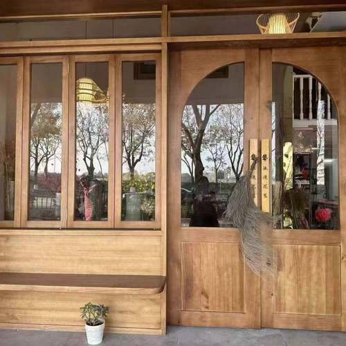 实复窗木户老榆木上L41501下民折叠窗古做旧推拉门窗宿庭院玻璃窗