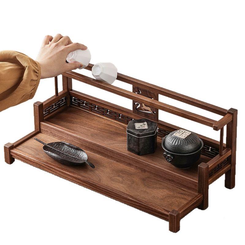 北美黑胡桃茶具收USN中纳架双层博古架木整款装式实木紫砂壶新置