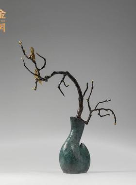 喜上枝头铜件铜器工艺品中式摆家TJSY-202居新客关厅玄博古架装饰