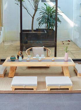 日式家用榻榻休米茶桌台民宿闲洽谈泡茶桌PBK椅阳台飘窗茶组合