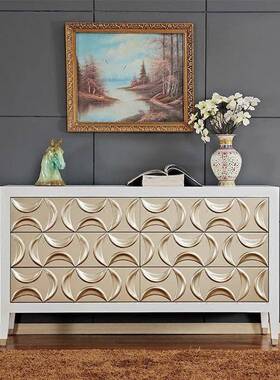 美式客厅玄ZPF关柜设计新古典白色实木体雕门厅花柜式欧餐边柜立