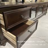 美式 家具 乡村实木电视柜茶几组合黑胡桃 电视柜 白蜡木木美式