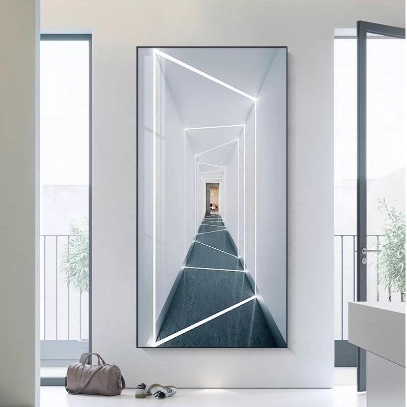 入关户玄走代廊过道尽头装饰画客厅挂画简约竖现轻奢al202211高档